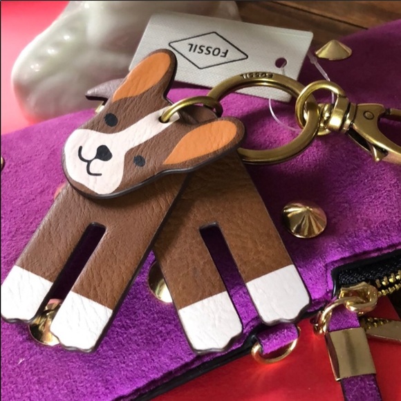 Fossil keychain key leather dog - Picture 2 of 3